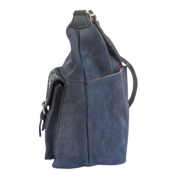 PATRICIA NASH Purse Navy Suede Large Handbag Satchel Crossbody Bag NWOT - Picture 7 of 16